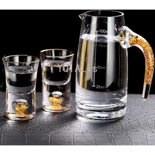 High Quality 10ml Vodka Wine Glass Shot Glass Gold Spirits Cup Built-in Gold Foil Sake Glass Crystal Liquor Glass Wine Set