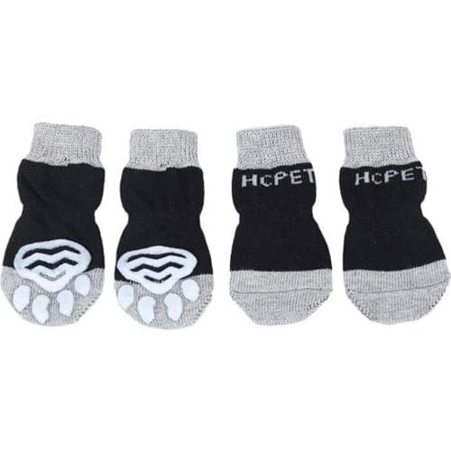 4pcs Warm Puppy Dog Shoes Soft Acrylic Pet Knits Socks Cute Cartoon Anti Slip Skid Socks For Small Dogs Pet Products S/M/L/XL