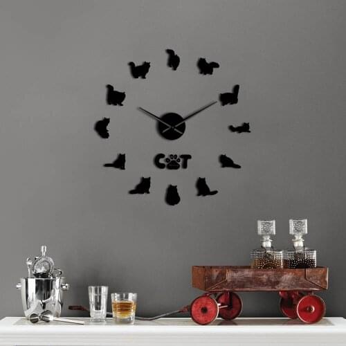 New Morden Brief Design 3d Cats Quartz Diy Wall Clocks Quiet Sweep Home Decor Livingroom Creative Watch Wall Stickers