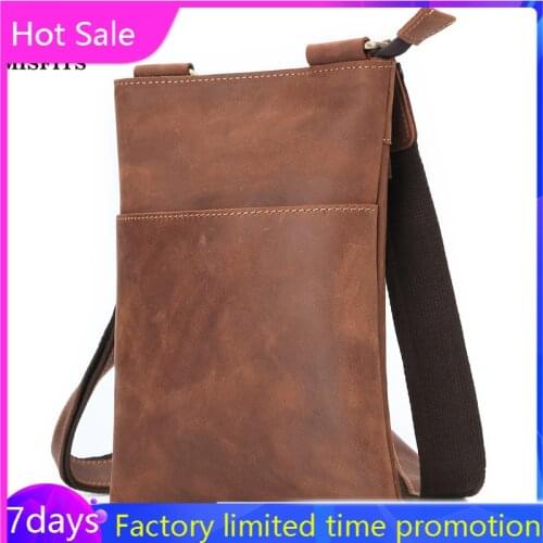 Factory Direct Outdoor Casual Mens Leather Multi-Function Mobile Phone Shoulder/Crossbody Bag Korean-Style Leather Business Bag