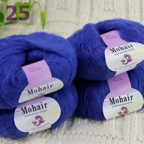 Sale New 4BallsX25g Luxury Soft Mohair Warm Wrap Shawl Hand Knit Crochet Yarn 291-25-4 Blue