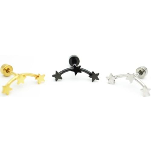 3 Star Stud Earrings Ear Jewellery Women Vintage Jewelry Exquisite Gold Color Earrings Modern Beautiful 316L Stainless Steel