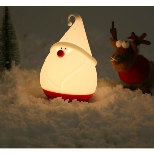 Silicone Night Light Santa Snowman Tree Decoration Warm Light Night Light Bedroom Girl Bear Night Light Mini Bedside Lamp