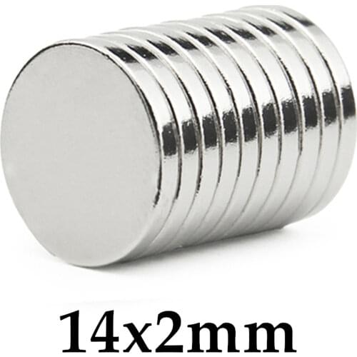 50pcs Neodymium N35 Dia 14mm X 2mm Strong Magnets Tiny Disc NdFeB Rare Earth For Crafts Models Fridge Sticking magnet 14x2mm