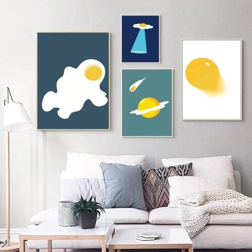 Nordic Spray Color Abstract Cartoon Planets Astronaut Canvas Painting Wall Picture Poster Living Children Room Home Decoration