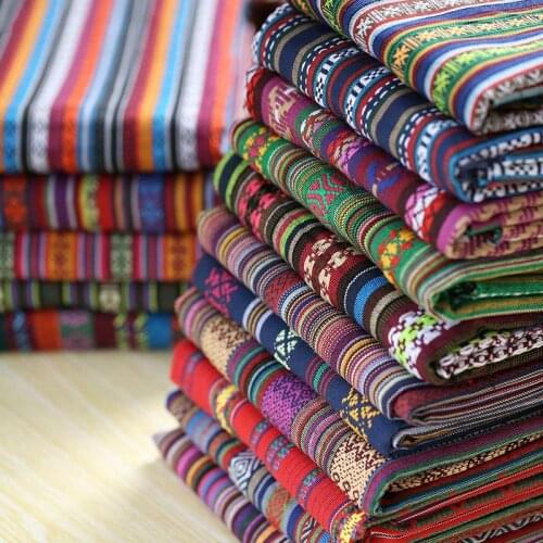 Tablecloth Sofa Cover Fabric Ethnic Curtain Cotton Linen Fabrics Textile for Patchwork Materials Cloth Bag Fabric Tissu