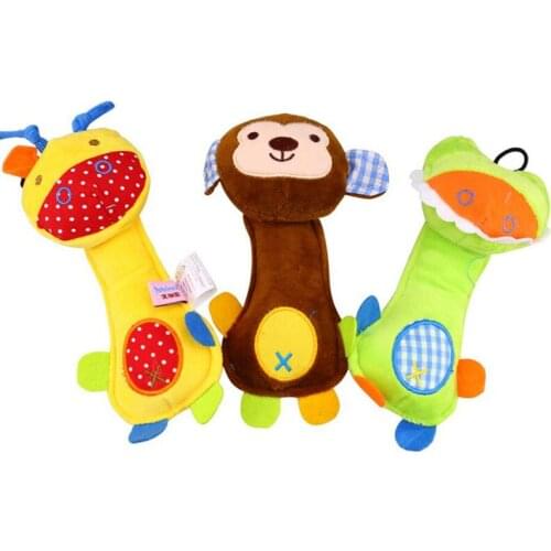Squeaky Dog Toys Pet Puppy Chew Toys Sound Cartoon Toys Teeth Cleaning for Dogs Plush Frog Giraffe Monkey High Guality