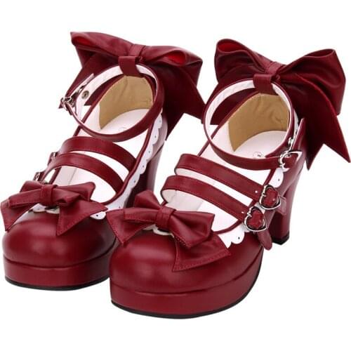 Lolita shoes round head lace bow soft sister princess shoes Bowknot Princess Kawaii Girl Women Shoes Vintage Sweet Kawaii cos