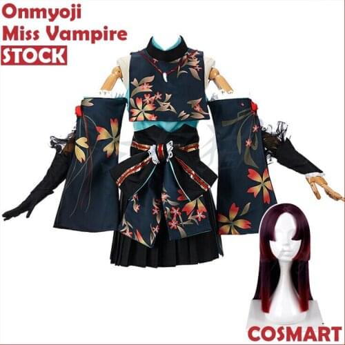[STOCK]Kimono+Wig+Horns Game Onmyoji Figure Miss Vampire Uniform Halloween Cosplay Costumes For Women NEW 2018