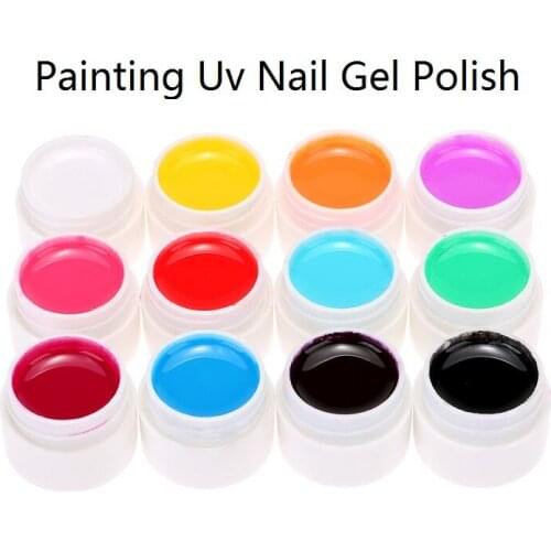 Yinikiz Paint Polish Painting Colors UV Bio Gel Permanent Nail Polish 12 Colors Long-lasting Soak Off Drawing Gel Nail Art