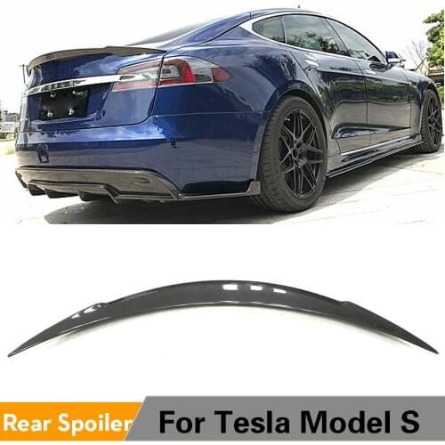 Rear Trunk Spoiler Boot Lip Wing Spoiler For Tesla Model S 2014 - 2019 Carbon Fiber Rear Trunk Spoiler