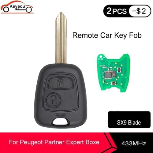 KEYECU Replacement KYDZ Remote Key Fob 2 Buttons 433MHz With ID46 Chip for Peugeot Partner Expert Boxer, SX9 Blade