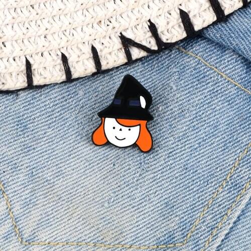 Witch Hat Enamel Pin Cartoon Magic Wizard Hat Brooch Badge Women Men Denim Jackets Lapel Pins Halloween Jewelry Gift For Kids