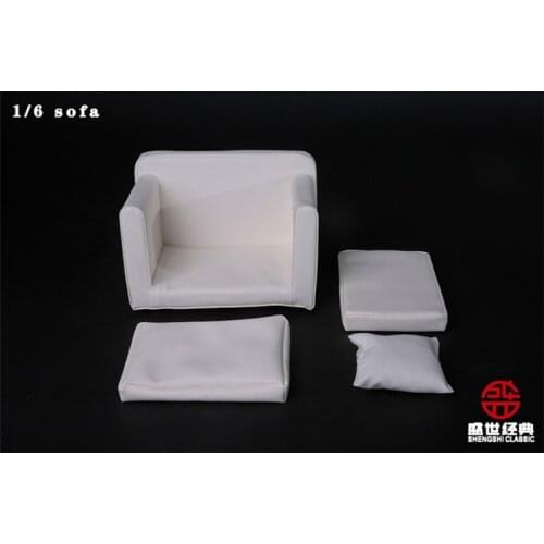 1/6 European Casual Sofa Furniture Model Scene with White Color Model Fit 12'' Action Figure In Stock
