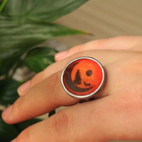 1pcs stainless steel moon ring nightfall deer rings handmake resin ring cute ring gift for her