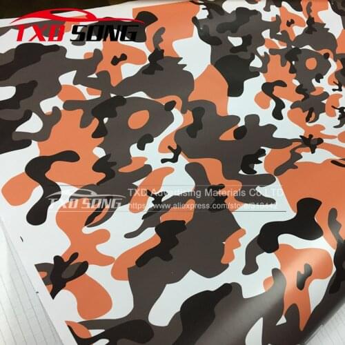 10/20/30/40/50/60X152cm/Lot Orange black camouflage car wrap film with air bubble auto stickers camo vinyl foil Cover