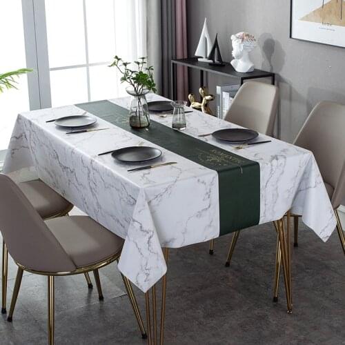 1P Mantel Pu Track On The Table Kitchen Rectangular Plastic Tablecloth Waterproof Table Cover Cloth Anti-Stain Tablecloth Modern