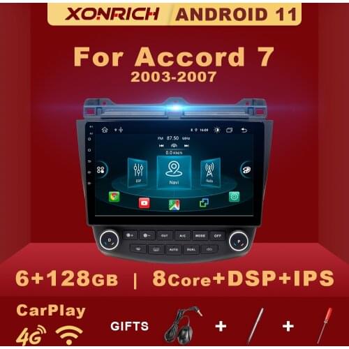 2 Din 6G+128G Android 11 Car Radio Multimedia Player For Honda Accord 7 2003-2007 IPS Navigation No Dvd Carplay AI Voice Control