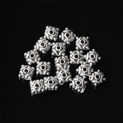 50Pcs Tibetan Ancient Silver Square Spacer Beads 9x7mm DIY Handmade Jewelry Making Charm Loose Beads Necklace Bracelet Finding