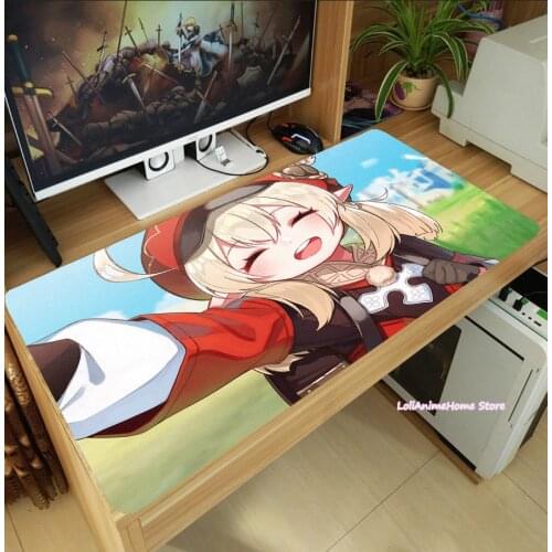 Anime Genshin Impact Klee Cosplay Large Mouse Pad Thicken Laptop PC Gaming Mice Mat Desk Keyboard Mat Anti-Slip Game Playmat