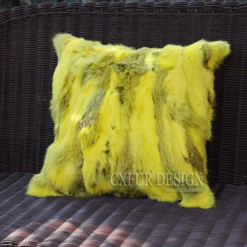 CX-D-17F Chinese Winter Cheap Style Genuine Rabbit Fur Cushion Pillow Cover
