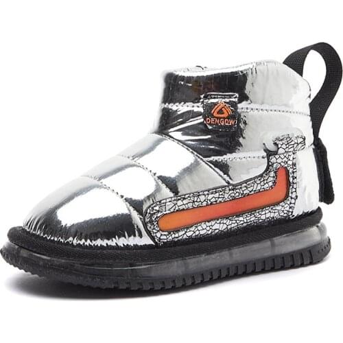 Childrens Boots 2021 Winter New Childrens Snow Boots Shiny Waterproof Boys and Girls Cotton Boots Plus Velvet Thick Warm Boots