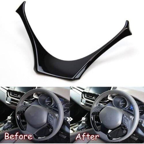 For Toyota CHR C-HR 2016 2017 2018 Car Steering Wheel Trim Decoration Auto Garnish Cover Trim Accessories Piano Black