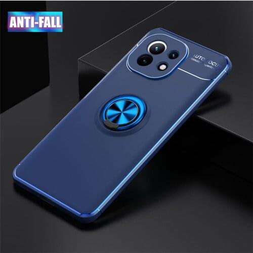 For Xiaomi Mi 11 Poco X3 NFC 10 Pro 9 SE 8 Note 10 Lite Ring Holder Soft Silicone Cover For Redmi Note 9s 8 7 9 Pro 8 A Case