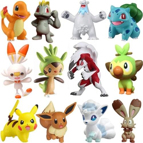 41 Types Anime Rockruff Bulbasaur Charmander Squirtle Eevee Machop Sobble Vulpix Snorlax Pokemones Action Figure Hot Dolls Toys