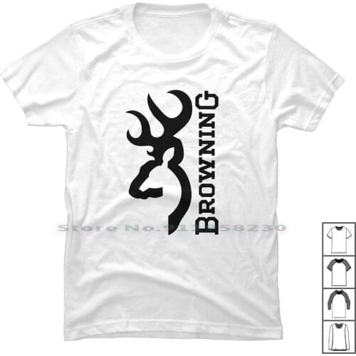 Browning Deer On Flag Us T Shirt 100% Cotton Brown Nerd Geek Flag Deer Brow Row Own Bro Us Geek