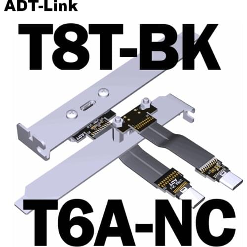 USB Type C Converter Cable Angle Thin Flat Highly-routable Foldable Axial Elbow C Type 20G/bps 10G/bps 5G/bps With PCI Bracket