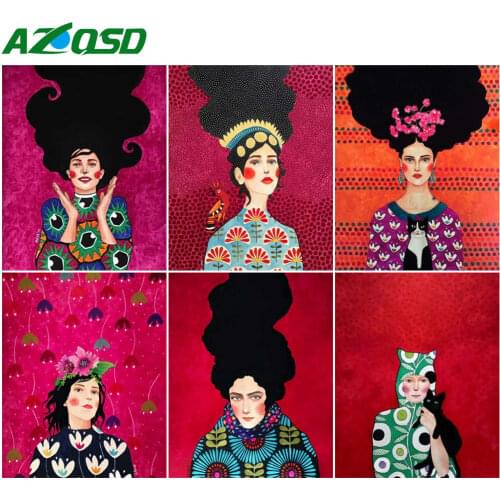 AZQSD Painting By Numbers Girls Drawing On Canvas Handmade Gift DIY 40x50cm Coloring By Numbers Portrait Decor For Home