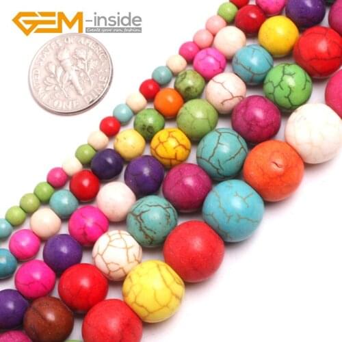 4mm-14mm Round Dyed Multi-Color Howlite Prayer Beads For Jewelry Making DIY Strand 15 Inches Gem-inside