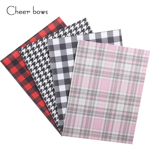 Cheerbows 22*30cm Printed Leather Sheet Houndstooth Faux Vinyl Leather Fabric For DIY Bows Making Handmade Craft Sewing Material