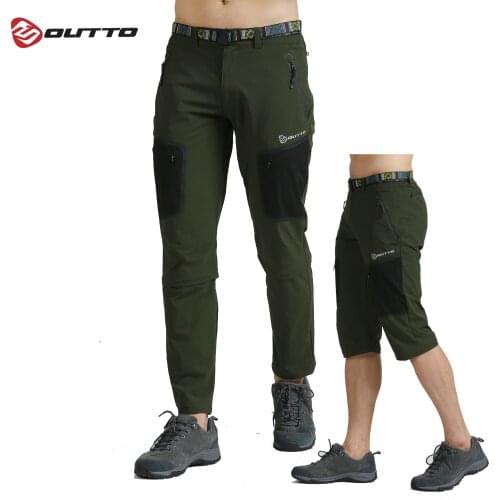 Outto Mens Detachable Hiking Pants Breathable Elastic Outdoor Sports Trousers Autumn Camping Trekking Climbing Cycling Shorts