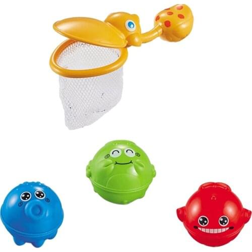 Fishing Set Bath Toy Children Playing Cute Cartoon Water Animal Net Fishing Doll Bath Bathtub Water Toy for Infant Gift