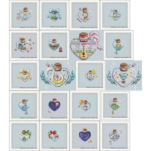 Wishing Bottle-Succulent style Cross Stitch Set Cross-stitch Kit Embroidery Needlework Craft Packages Cotton Fabric Floss