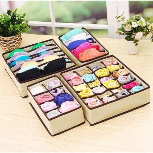 Non-woven Underwear Bra Organizer Storage Box 2 Colors Drawer Closet Organizers Boxes For Underwear Scarfs Socks Bra Multi Size