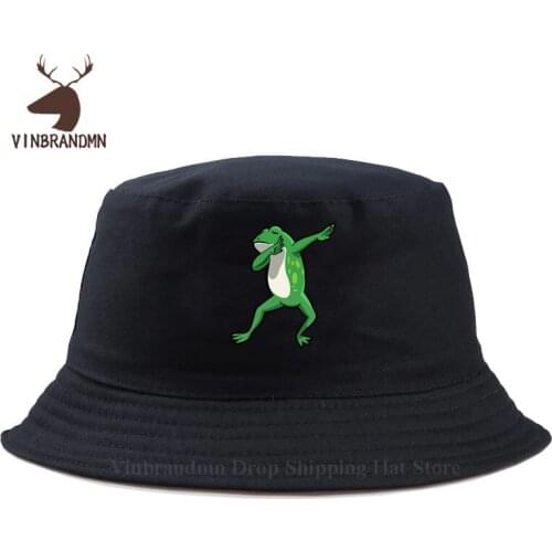 Latest popularity 2021 Cotton summer Fishing hats Funny Kids design Cutie Frog dabbing bucket hats Kawaii Dab Frog Baseball caps