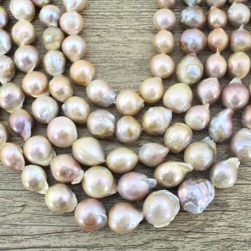 A+ handmade Jewelry Long13-16mm Pearl Beads Strand Necklace Jewelry Freshwater irregular shape Baroque pearls Free Shipping P002