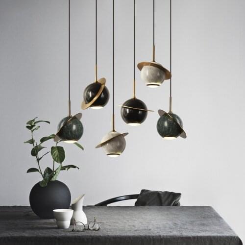 Postmodern minimalist marble small bar pendant lights Nordic art bedroom bedside restaurant bar led light fixtures