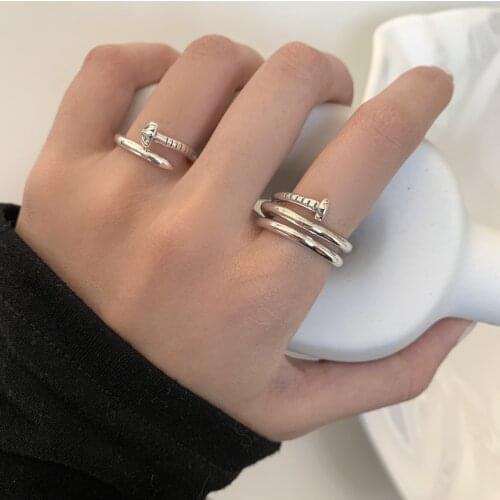2021 New Retro Simple Silvery Nail Ring Fashion Punk Personality Jewelry For Women Men Feature Charm Gift
