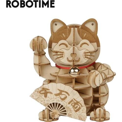 Robotime New DIY Plutus Cat 3D Wooden Puzzle Game Assembly Boat Toy Gift for Children Teens Adult TG303