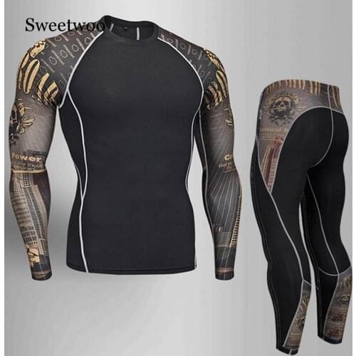 Man Compression Sports Suit Quick Drying Perspiration Fitness Training MMA Kit Rashguard Male Sportswear Jogging Running Clothes