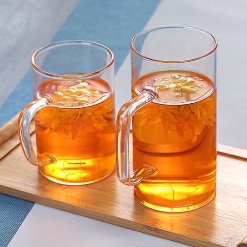 630ml Heat Resistance Glass Cup Transparent Coffee Mug Milk Juice Flower Teacup Home Office Water Glass Drinkware Large Capacity