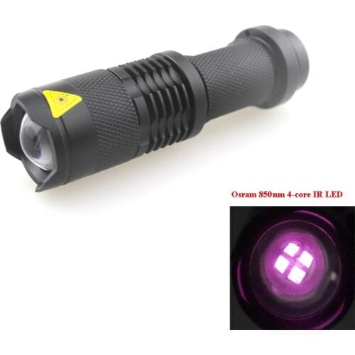 U-F SK68 850nm 4-Cores 4W Infra-Red Zooming Fill-in IR Flashlight (1x14500/1xAA)