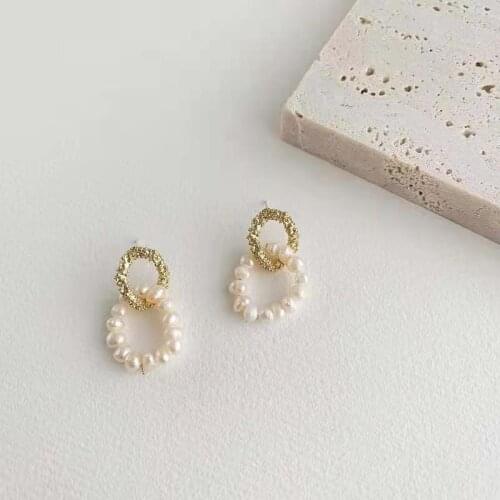 Vintage Baroque Three-Dimensional Flower Crystal Imitation Pearl Petal Half Circle Earrings For Women