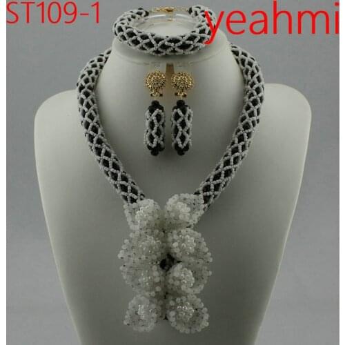 Splendid Nigerian Wedding Coral Statement Jewelry Set Handmade Coral Beaded African Necklace Bracelet Earrings Set ST109-2