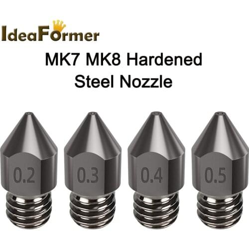 5 Pcs 3D Printer Parts MK7 MK8 Nozzle Super Hard Steel Mold Steel Corrosion-Resistant Extruder Filament 1.75mm For Ender3 ID Pro
