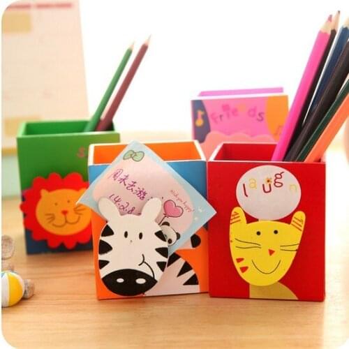 1PC Cute cartoon animal storage box fashionable multifunctional wooden pen holder container home office storage LF 024